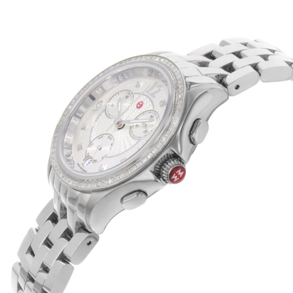 MICHELE MWW29B000018 BELMORE MOP DIAMOND CHRONGRAPH SILVER BRACELET WOMENS WATCH